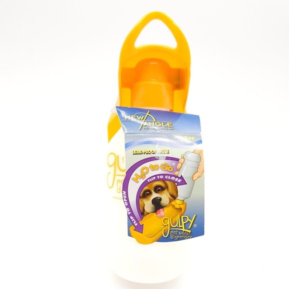 New Angle Gulpy 10 Oz Pet Water Dispenser Portable Flip Bowl Bottle Leak Proof - Picture 1 of 2